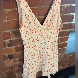 Zara Cherry Print Satin V-Neck Sundress